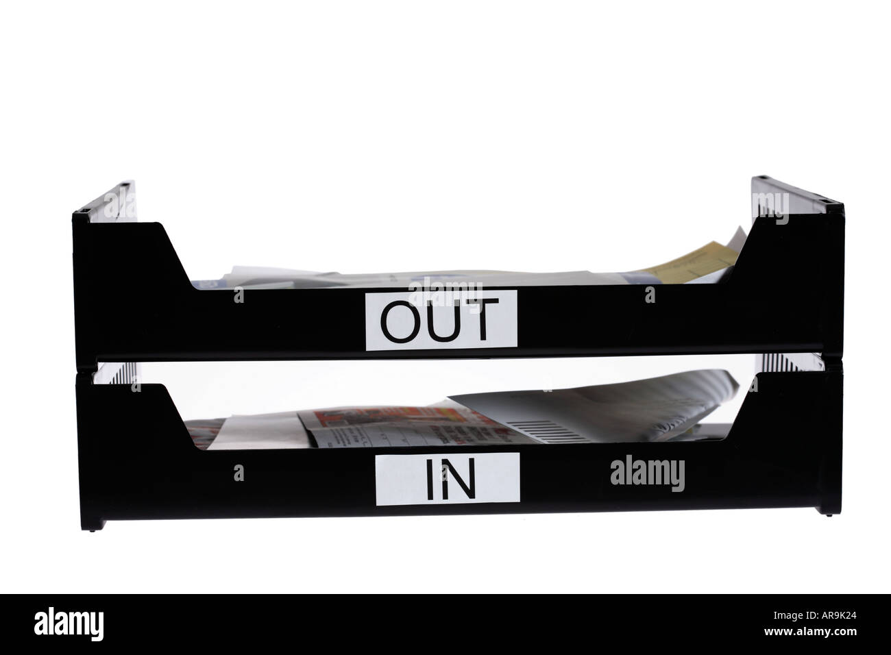 IN ufficio e fuori le caselle Foto Stock