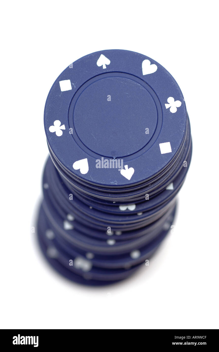 Pila di blue chips Foto Stock
