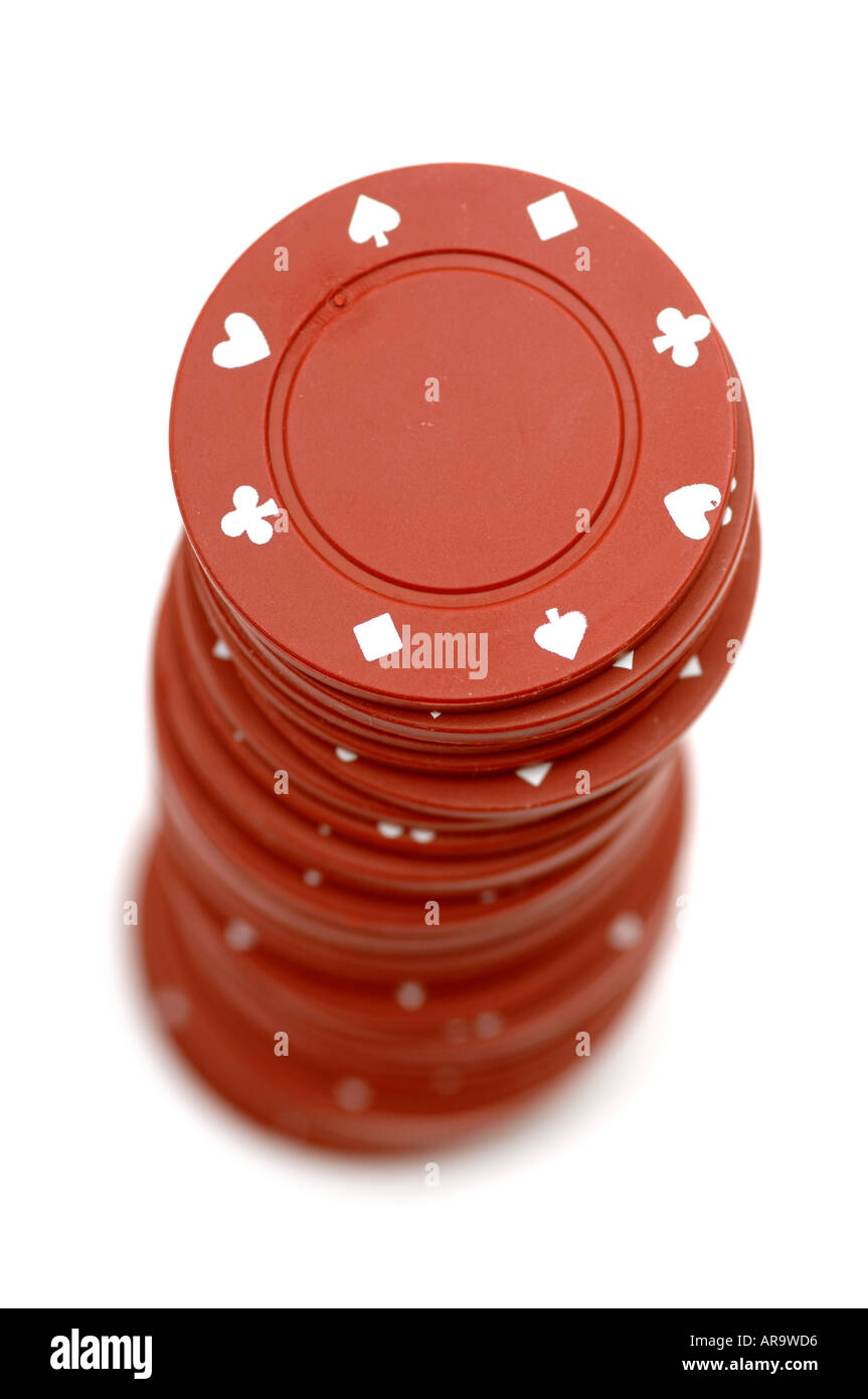 Pila di red poker chips Foto Stock