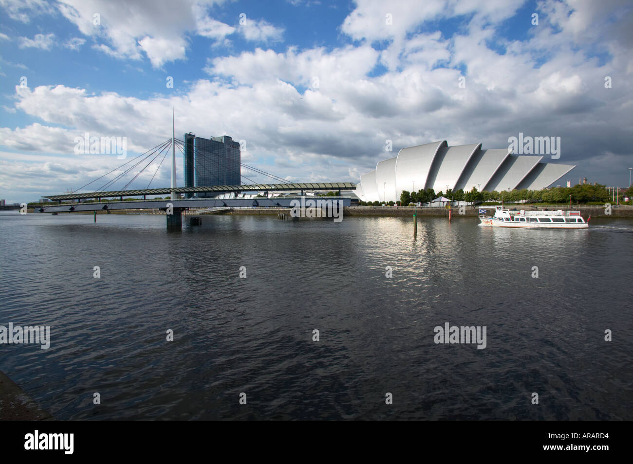 L'Armadillo edificio SECC sulle rive del fiume Clyde Glasgow Foto Stock