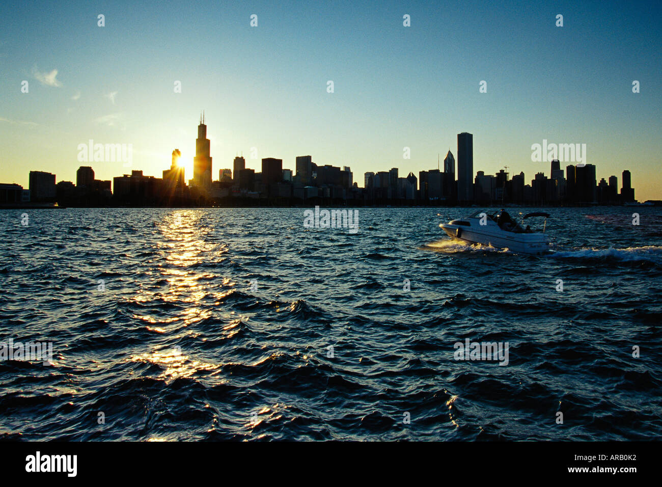 Sullo skyline di Chicago, Illinois, Stati Uniti d'America Foto Stock