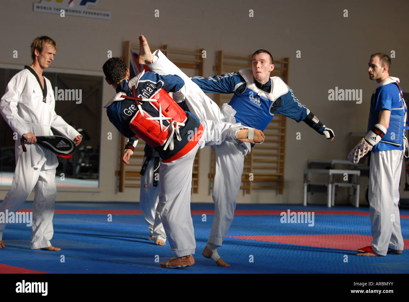 Fotografo Howard Barlow membri della British Taekwondo team in formazione Foto Stock