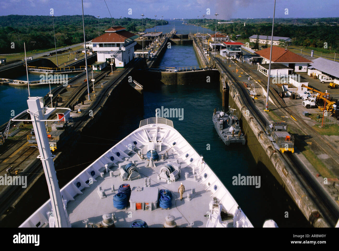 Bloccaggio di Gatun, sul Canale di Panama, Panama America Centrale Foto Stock