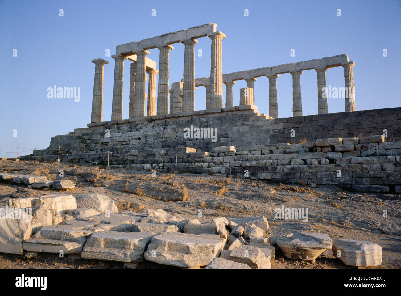 Tempio di Poseidone, del V secolo, Sounion, Capo Sounion, Grecia, Europa Foto Stock