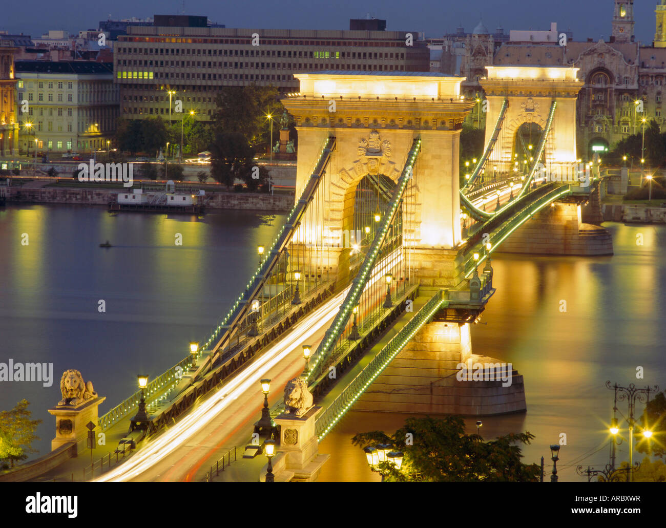 Il Ponte delle Catene, Budapest, Ungheria, Europa Foto Stock