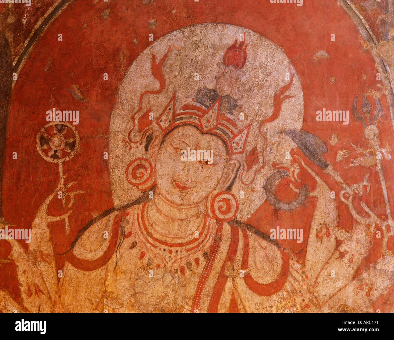 Dettaglio del murale o affresco, Kubiaukgyi (Gubyaukgyi) tempio buddista, Bagan (pagano), Myanmar (Birmania), Asia Foto Stock