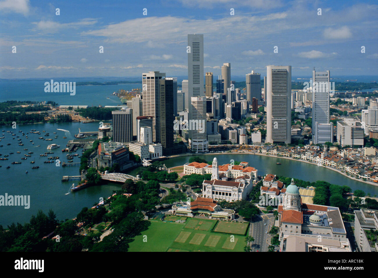 Vista sul quartiere degli affari, a Singapore, in Asia Foto Stock