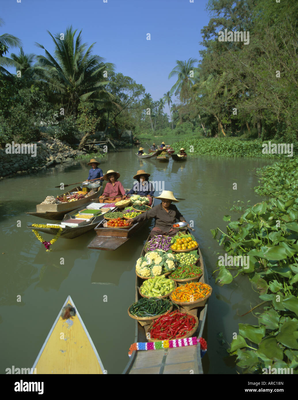 Mercato galleggiante, Thailandia, Asia Foto Stock