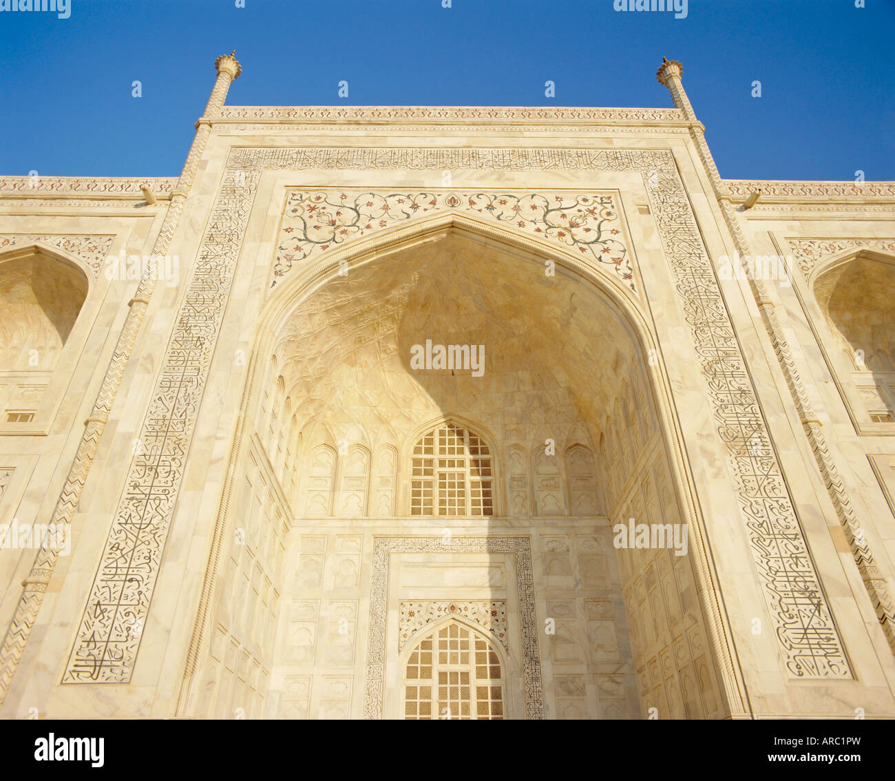 Dettaglio del Taj Mahal, Agra, nello Stato di Uttar Pradesh, India Foto Stock