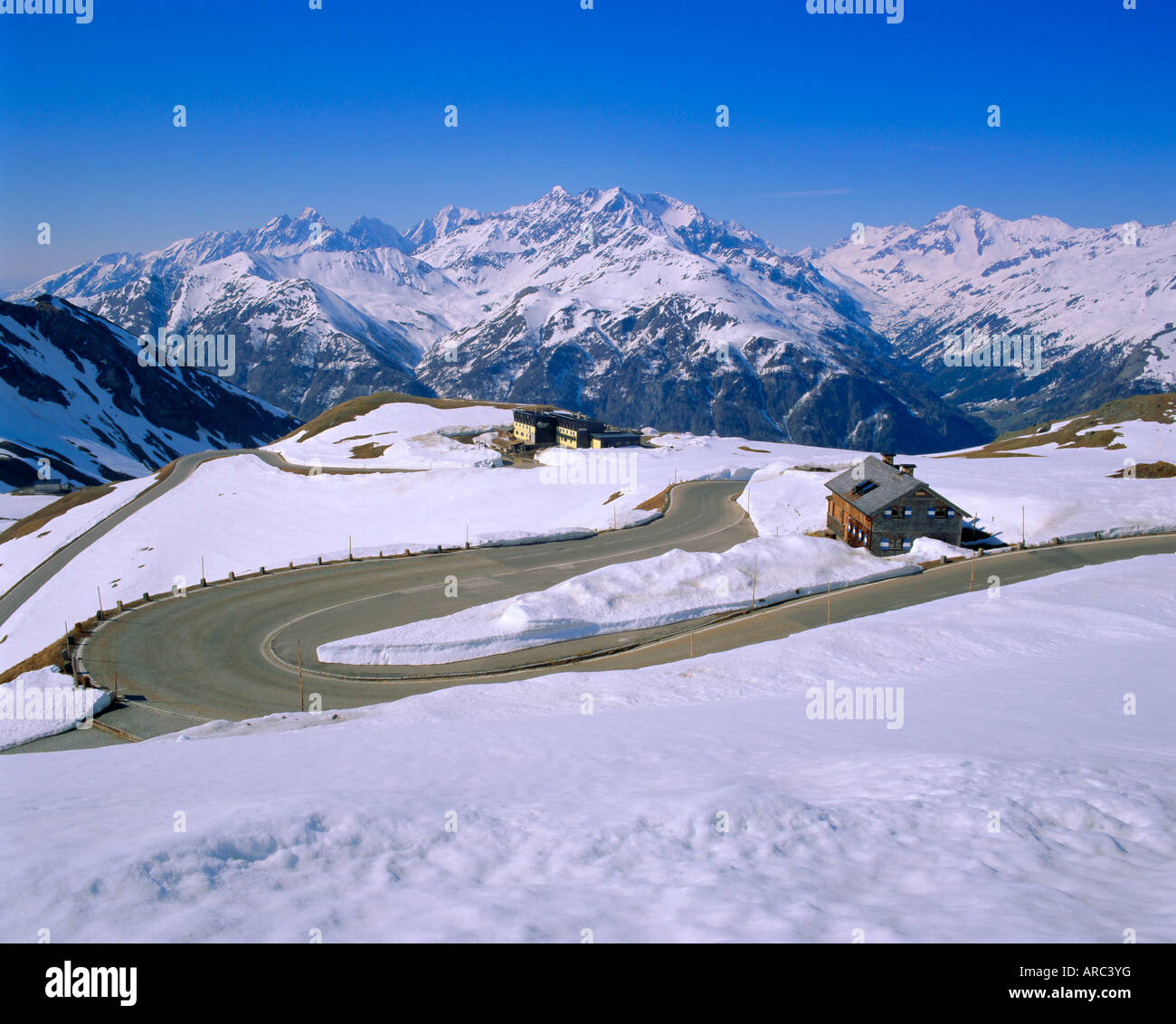 La Strada alpina del Grossglockner Strada, Parco Nazionale degli Hohe Tauern regione, Austria Foto Stock