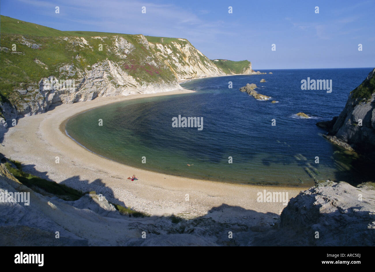 Uomo O'guerra Cove, tra Lulworth Cove e porta di Durdle, Dorset, England, Regno Unito, Europa Foto Stock