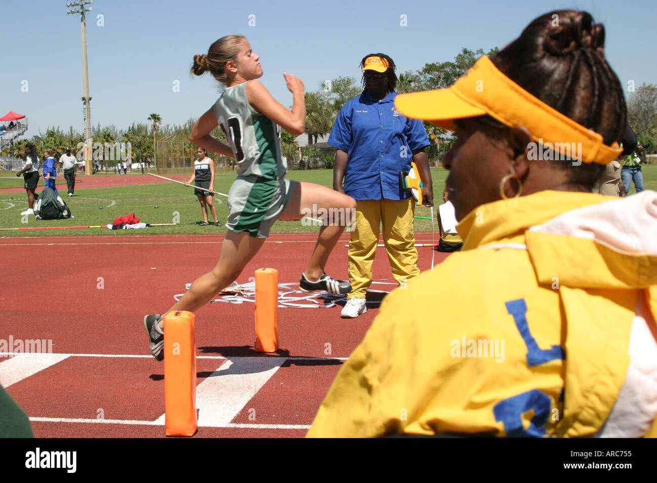 Miami Florida,Tropical Park,Greater Miami Athletic Conference,campionati,pista e campo,sport,performance,intrattenimento,scuola superiore,campus,studen Foto Stock