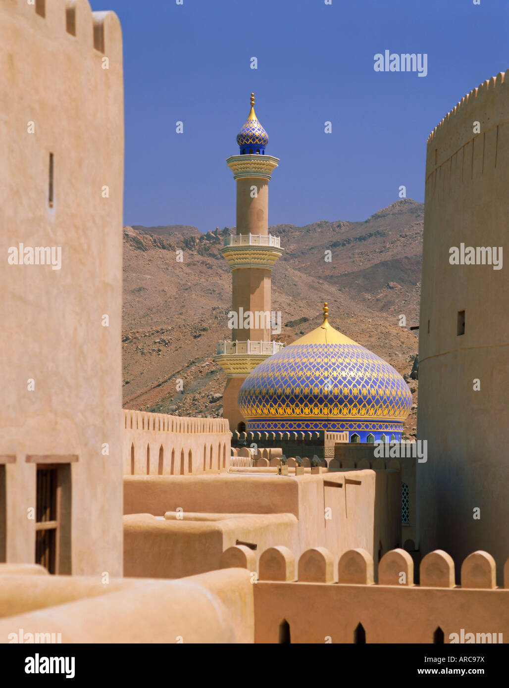 Moschea dal Fort, Nizwa, Oman Foto Stock