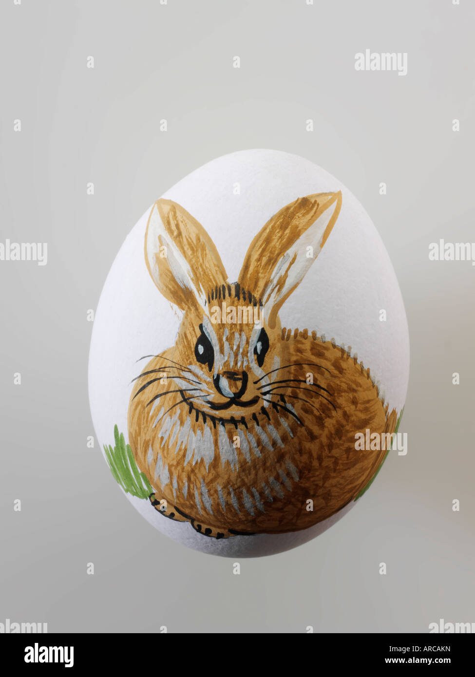 Dipinto di uovo di pasqua con illustrazione di coniglio Foto Stock