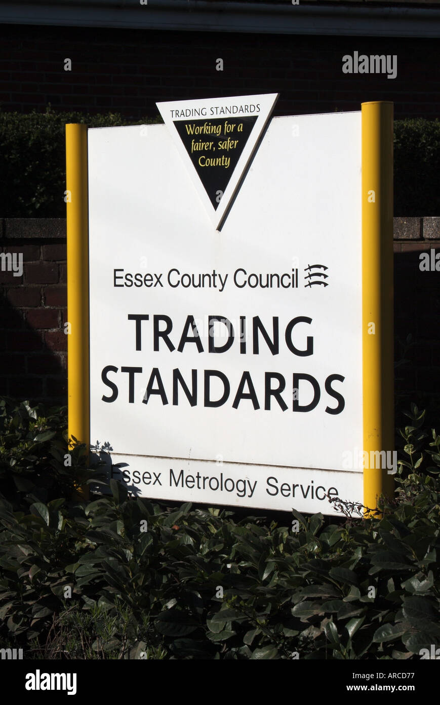 Firmare all'entrata del consiglio della contea di Essex norme commerciali locali e servizio di metrologia Foto Stock