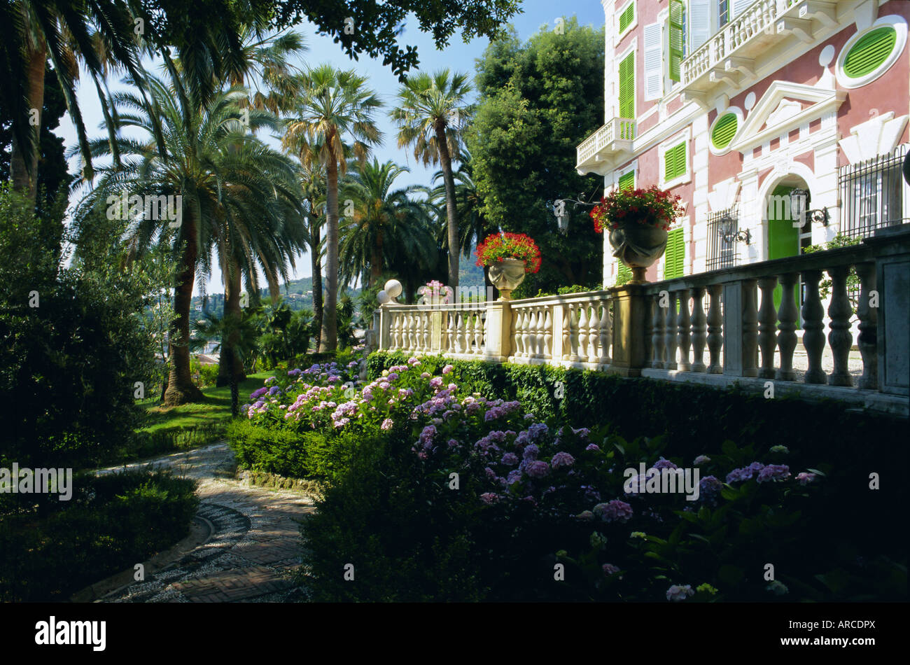 Giardini di Villa Durazzo, Santa Margherita Ligure, Portofino Peninsula, Liguria, Italia, Europa Foto Stock