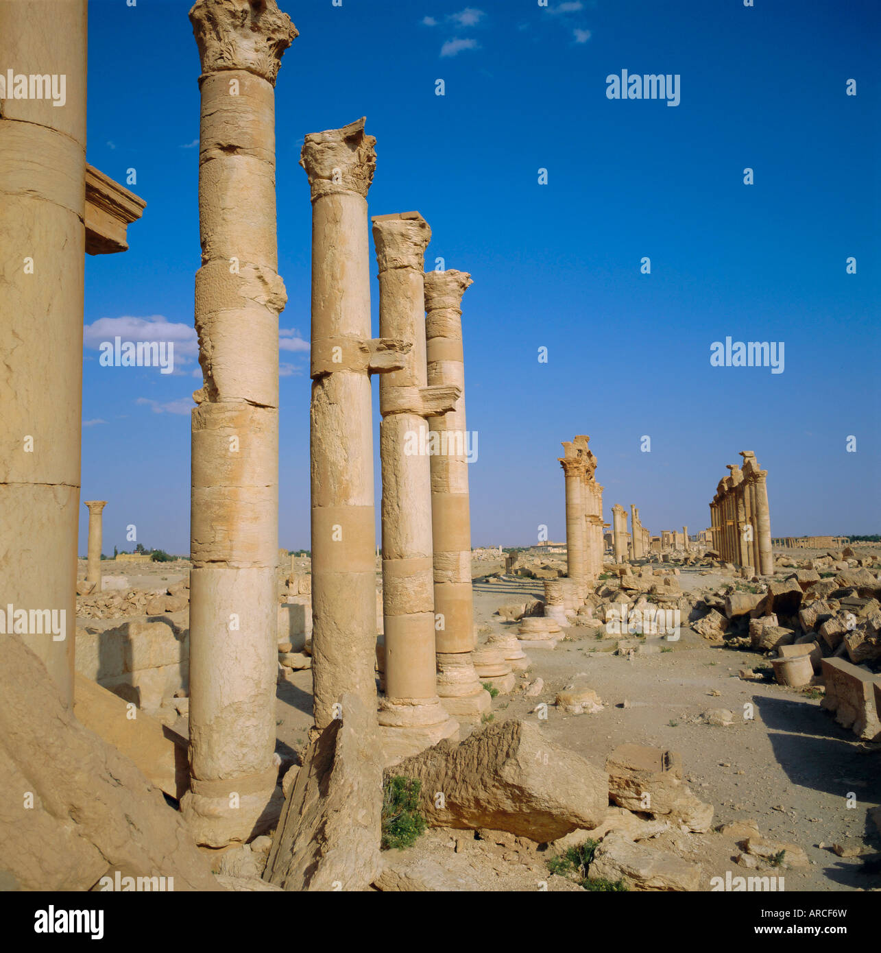 Colonnato main street, secolo A.C. al III secolo D.C., Palmyra, Siria Foto Stock