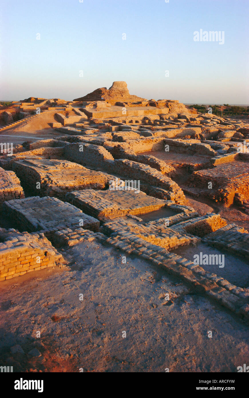 La Cittadella con Stupa buddista del II secolo D.C. Mohenjodaro, valle di Indus civiltà 3rd-2nd secoli A.C., Pakistan Foto Stock