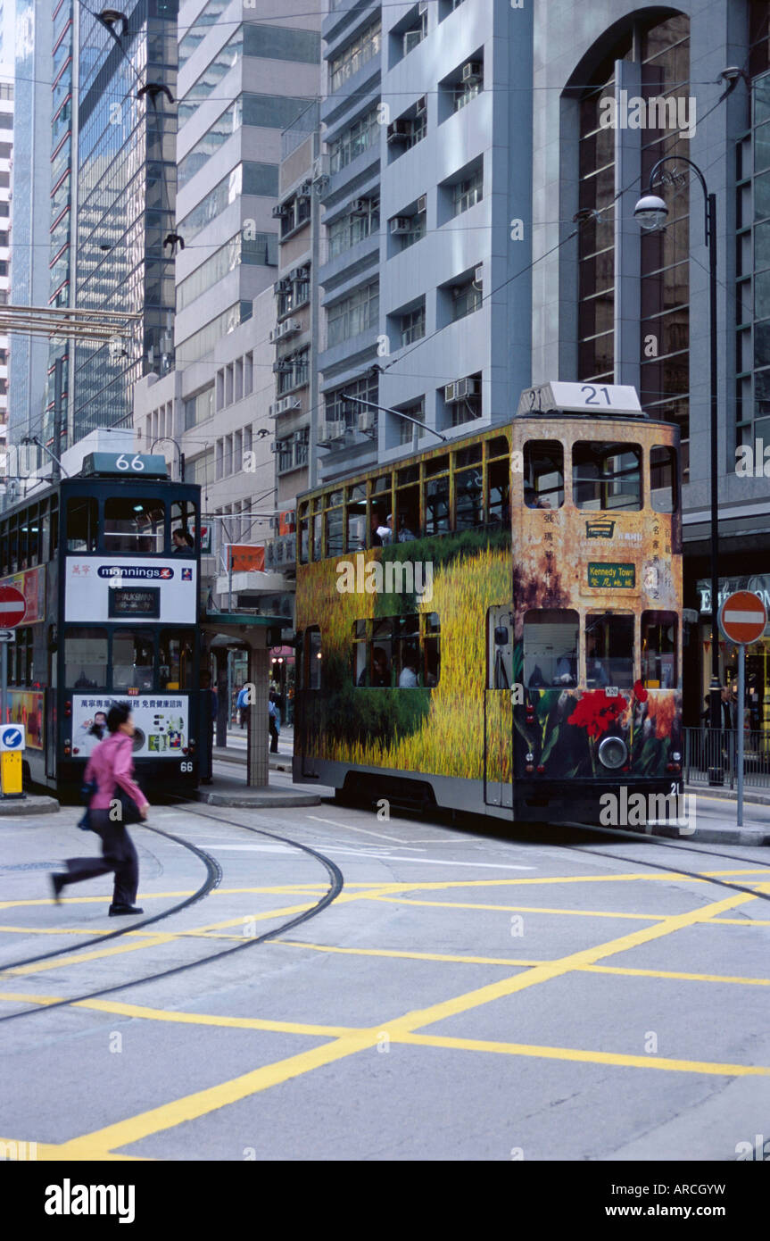 Tram, Isola di Hong Kong, Hong Kong, Cina, Asia Foto Stock