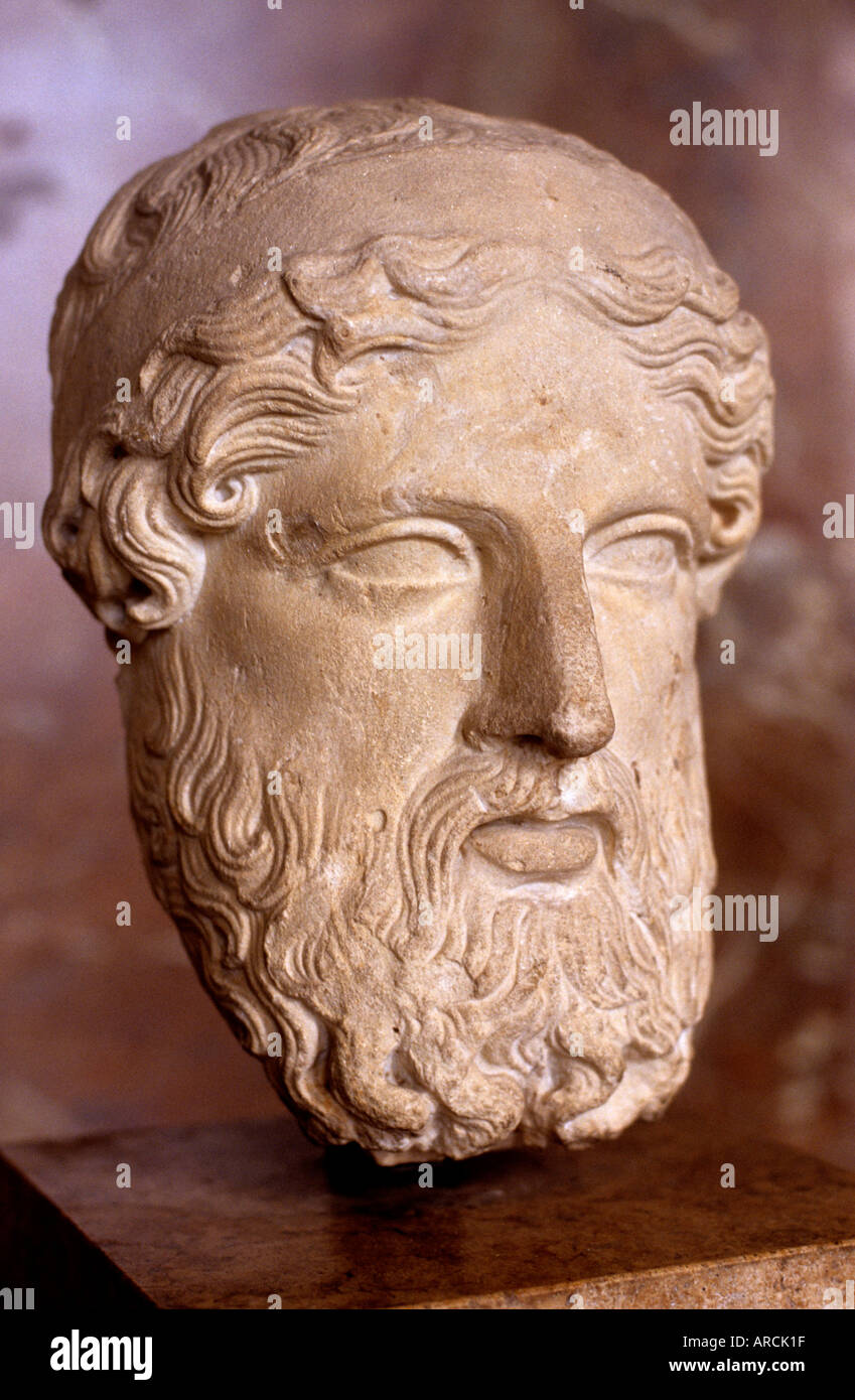 Zeus il dominatore del Monte Olimpo, e Dio del cielo e tuoni greco in Grecia Foto Stock