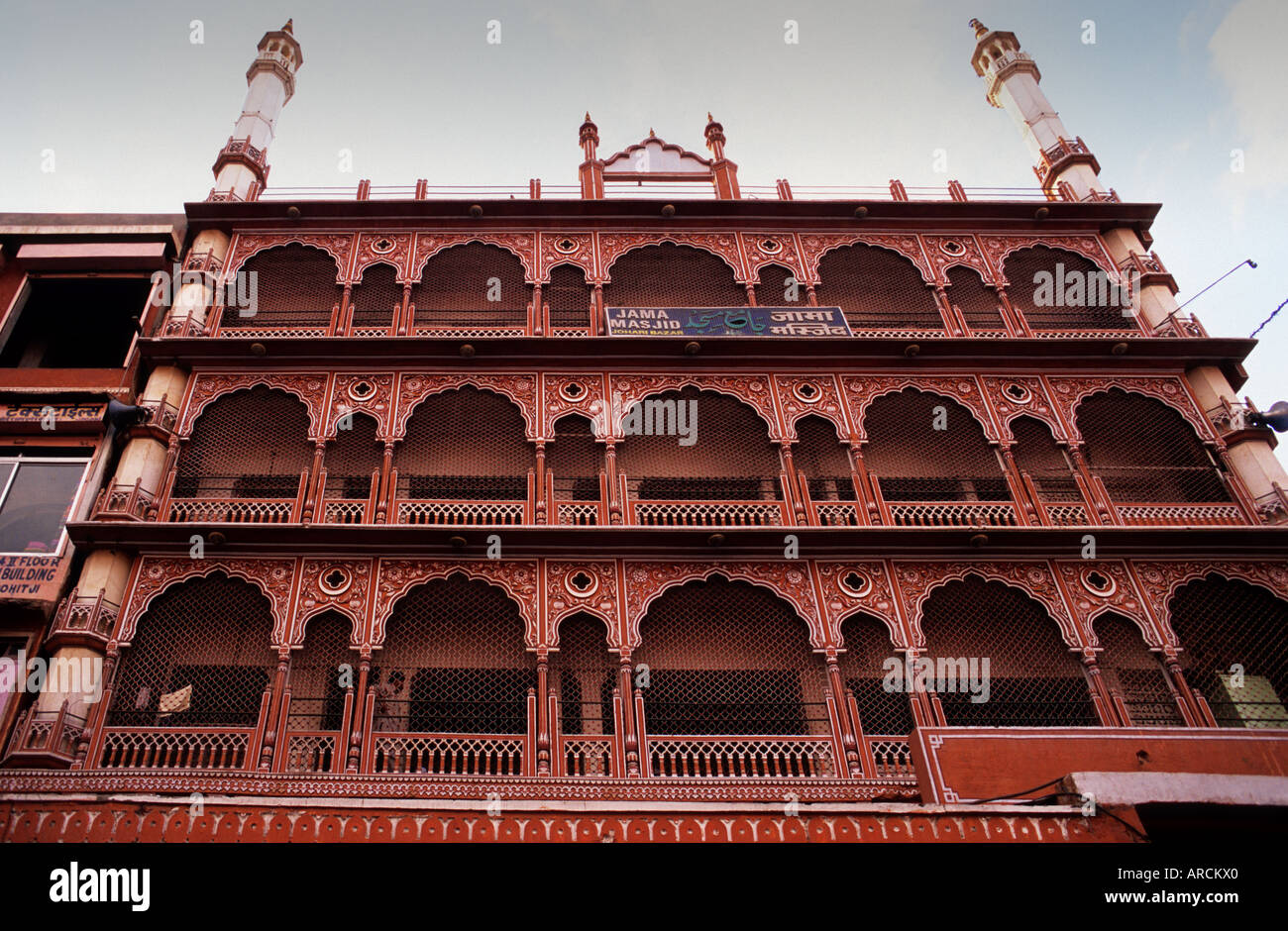 Jami Masjid, la "Moschea del Venerdì", Johari Bazaar, Jaipur, Rajasthan, India Foto Stock