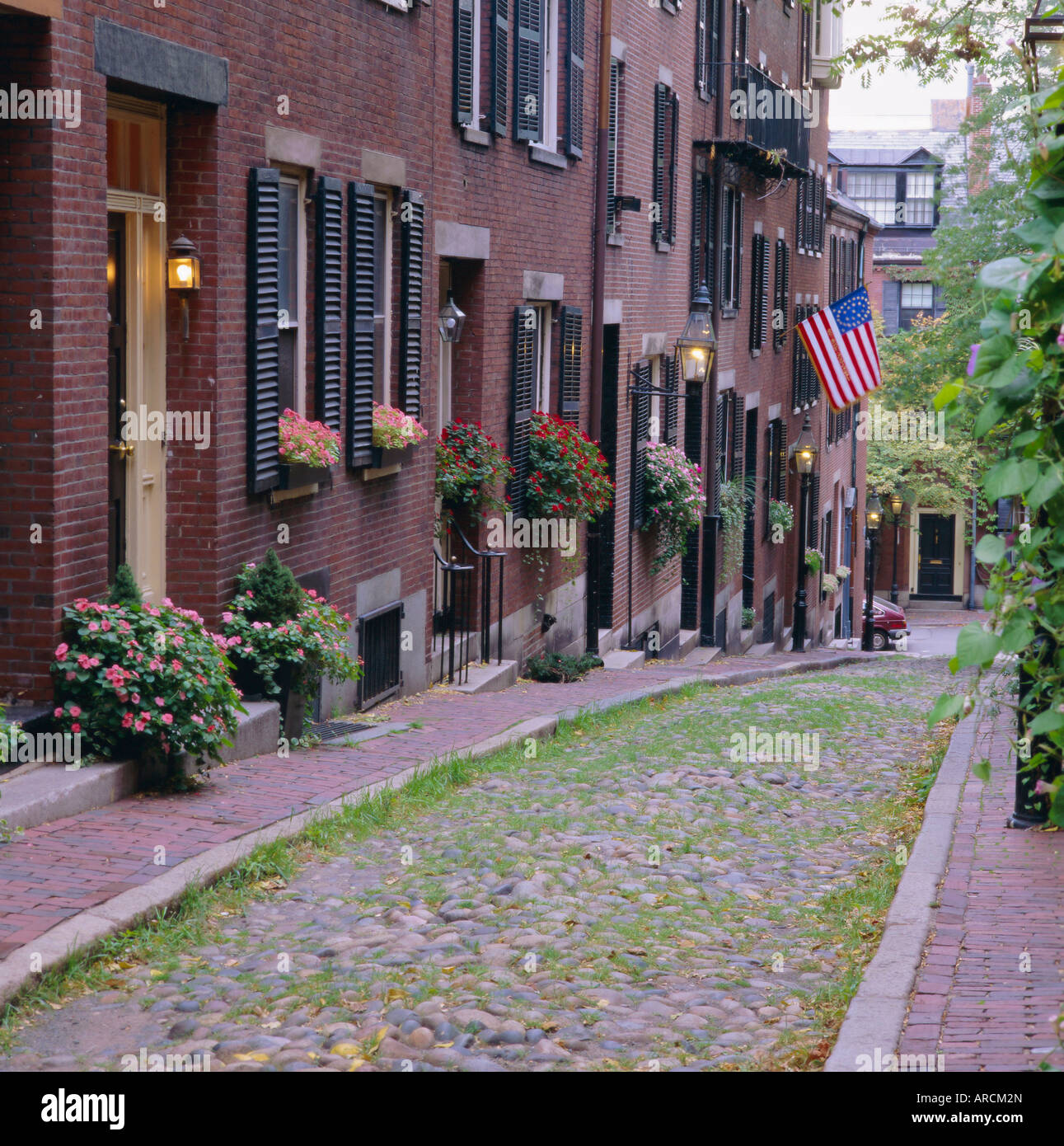 Beacon Hill, Acorn Street, Boston, Massachusetts, New England, USA, America del Nord Foto Stock