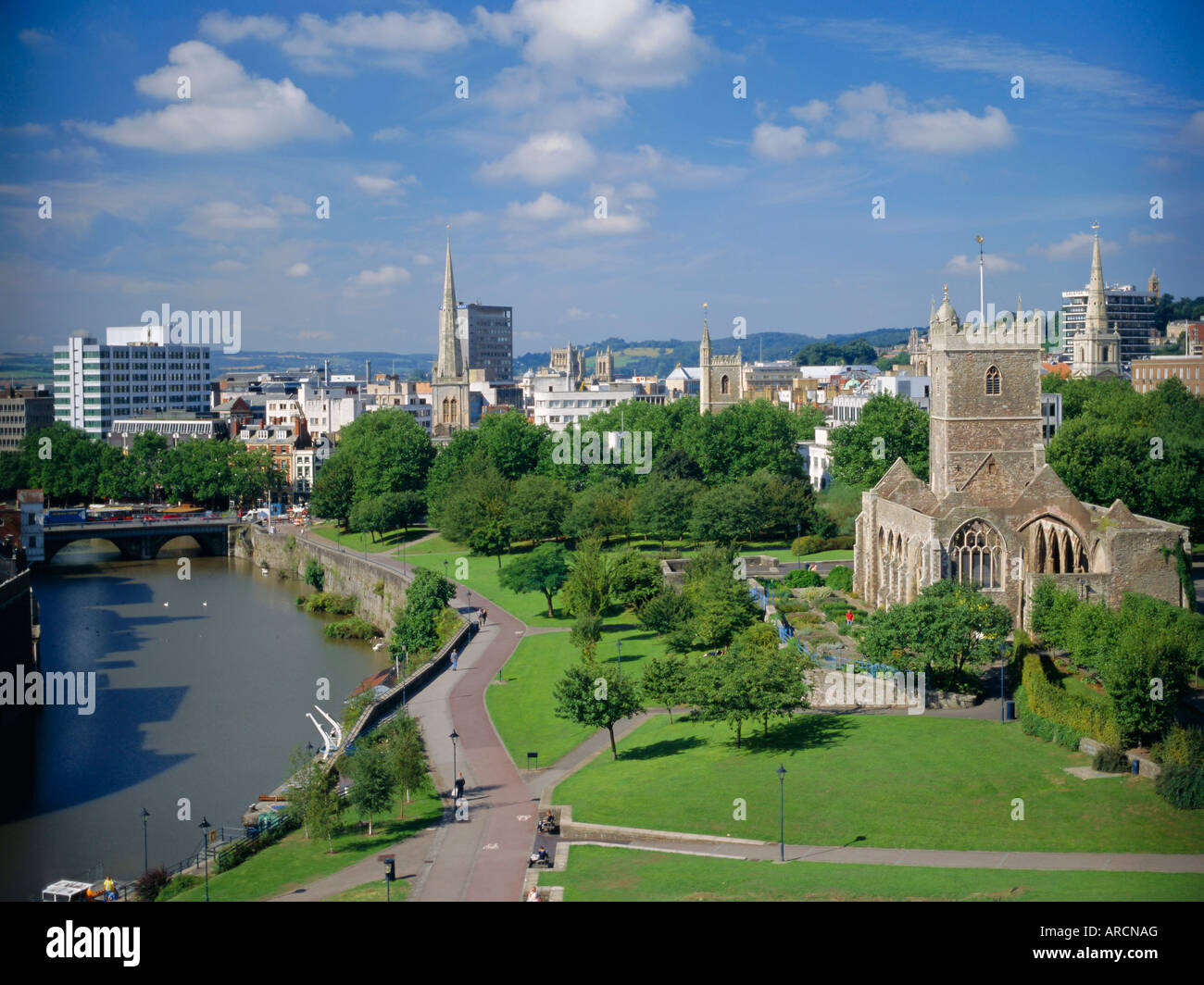 Il centro della città dal Castello verde, Bristol, Avon, England, Regno Unito, Europa Foto Stock