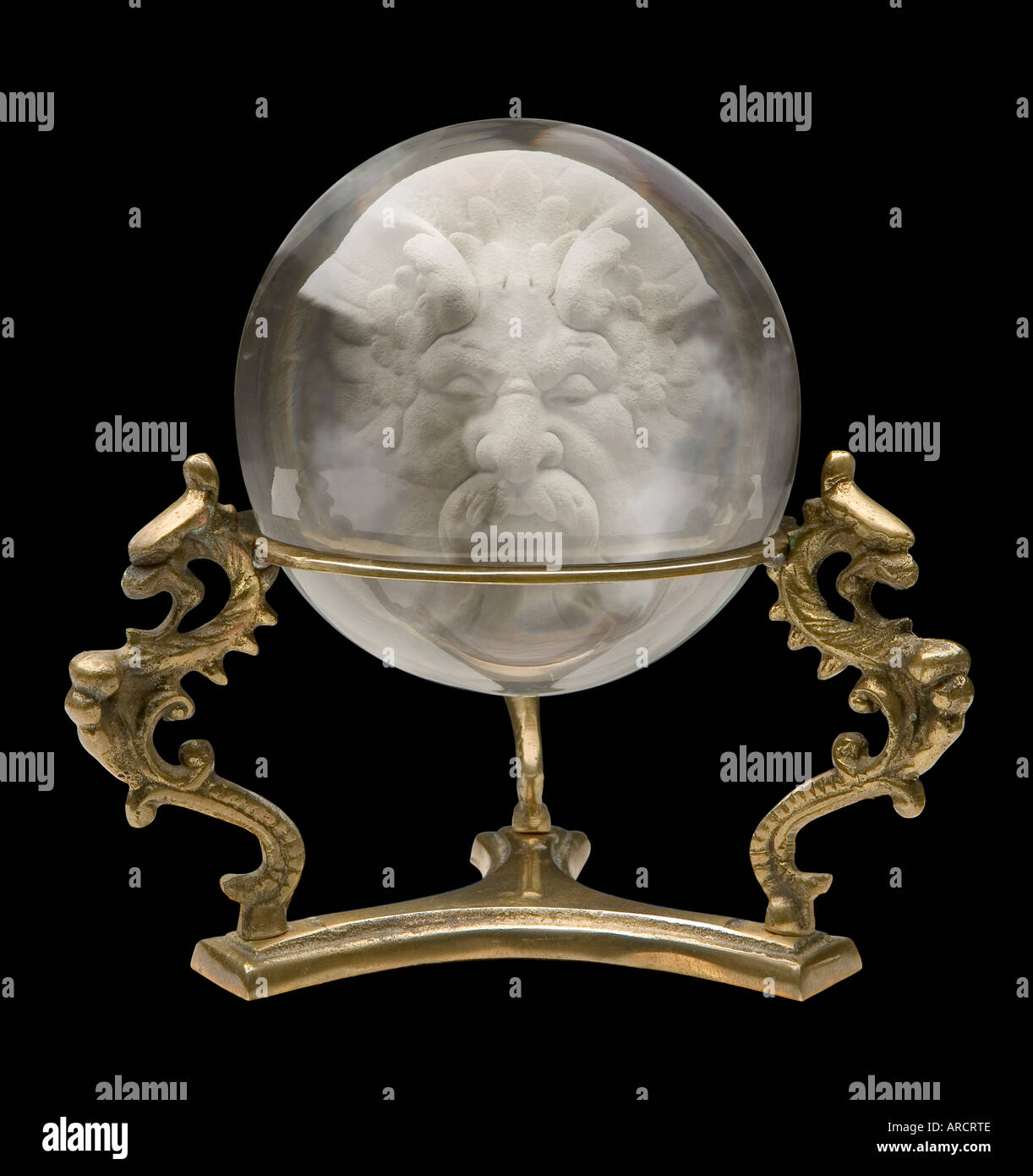 Sfera di cristallo con faccia la procedura guidata Foto Stock