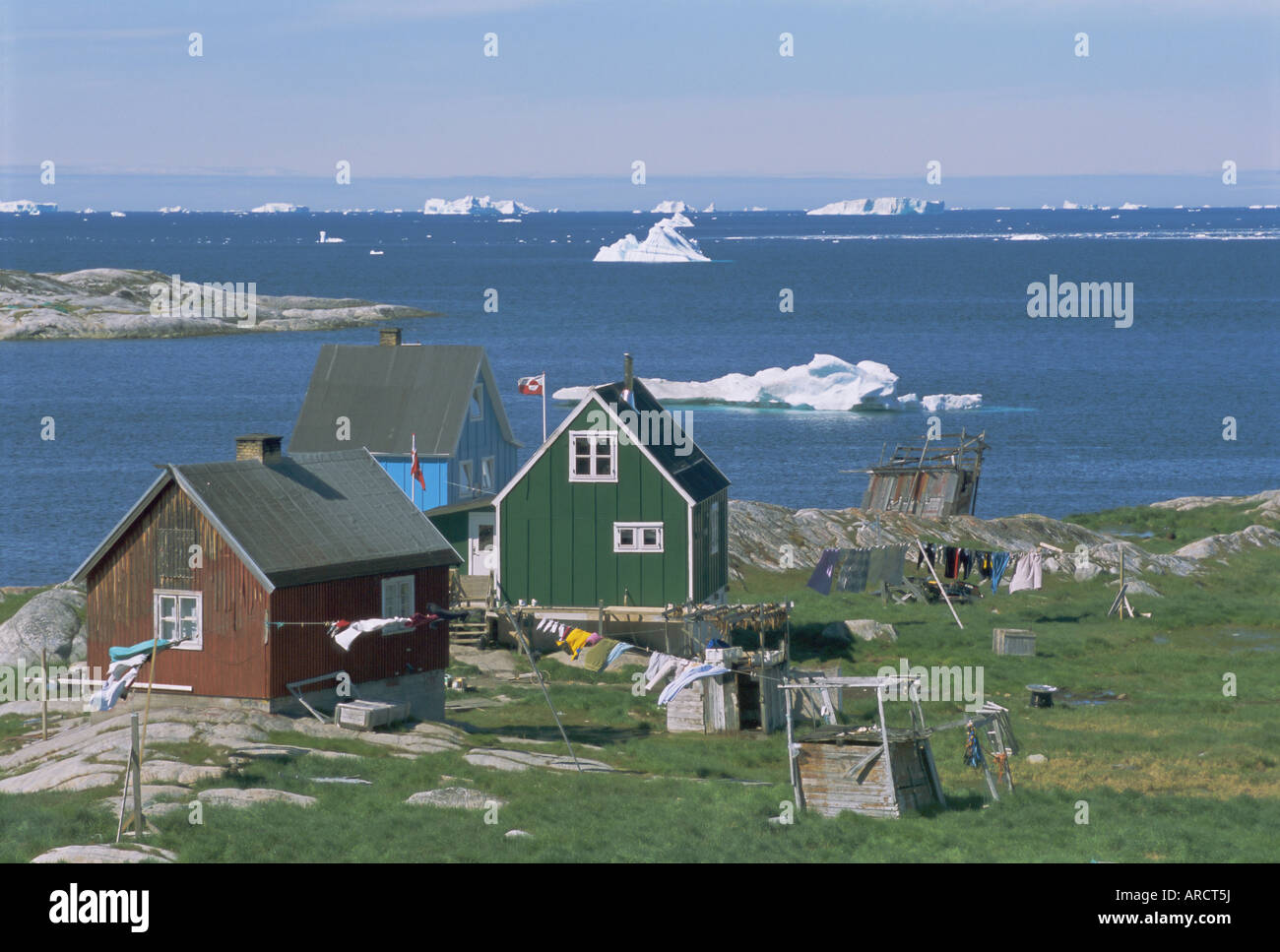 Insediamento di Ilimanaq, precedentemente Claushavn, Groenlandia, regioni polari Foto Stock