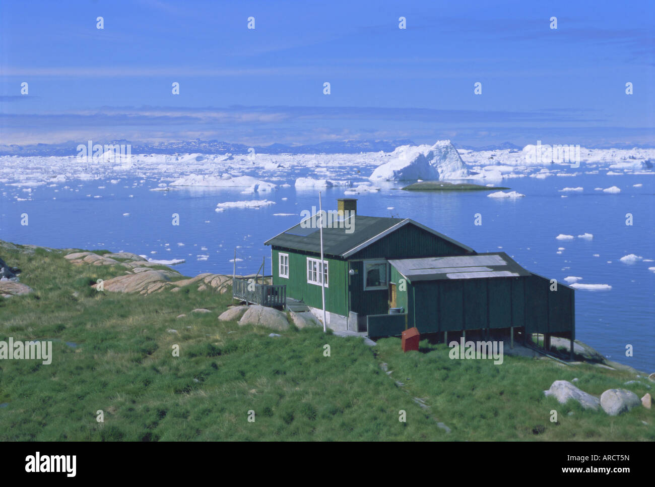 Insediamento di Iliminaq, baia di Disko, Groenlandia, regioni polari Foto Stock