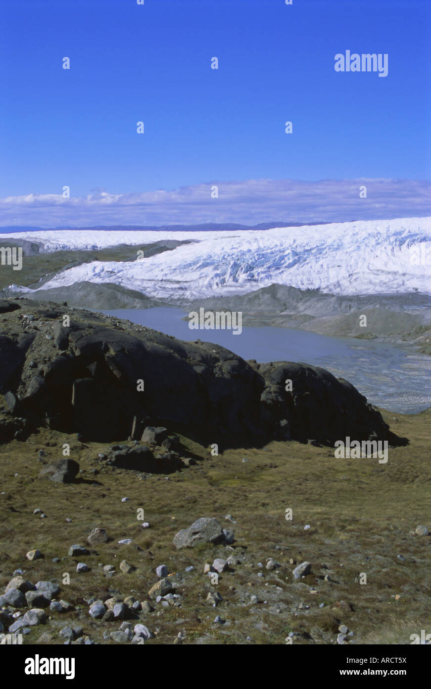 Inland icecap, Kangerlussuaq, Groenlandia, regioni polari Foto Stock