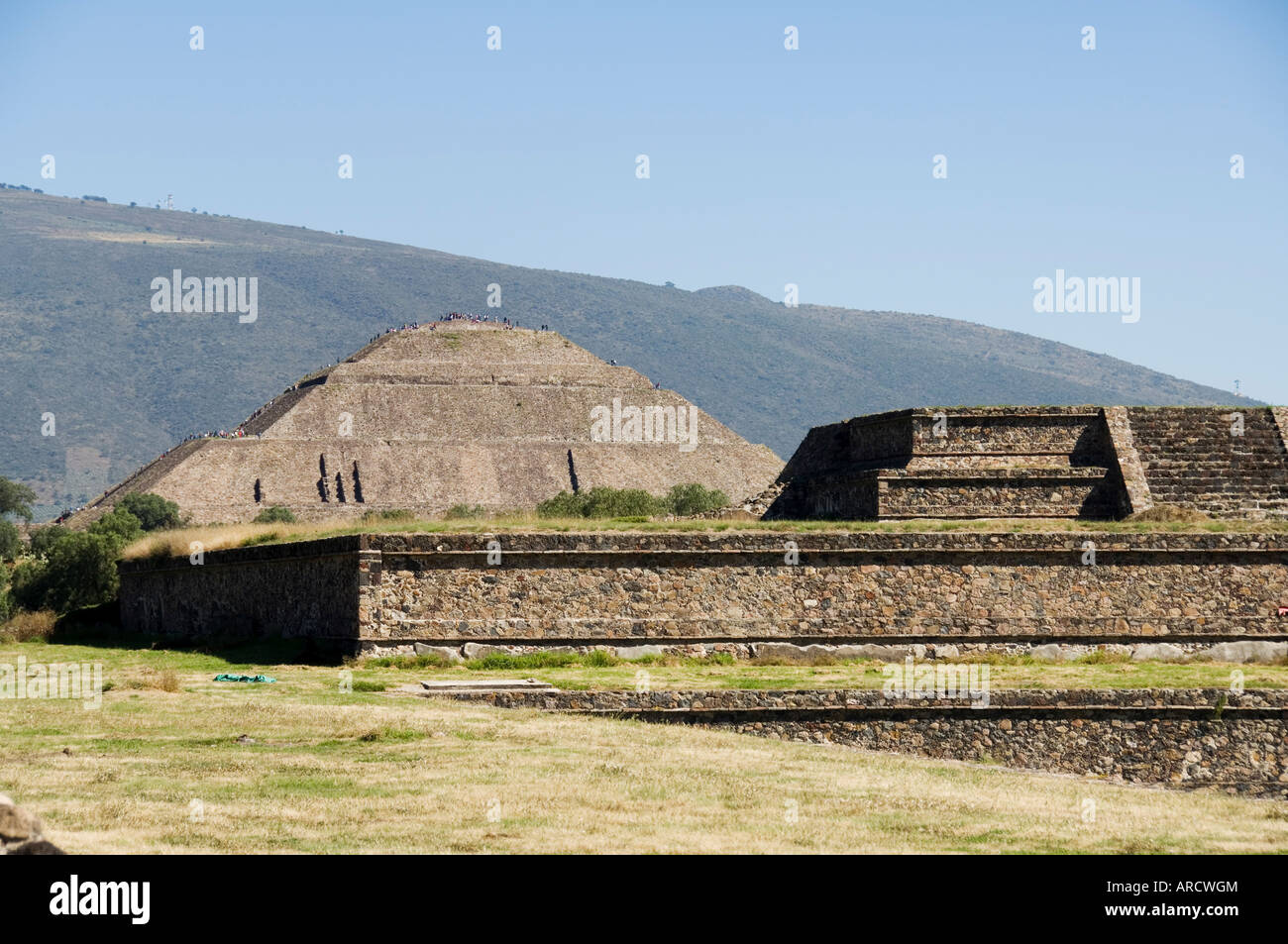 La Piramide del Sole, Teotihuacan, 150AD per 600annuncio e successivamente usato dagli Aztechi, a nord di Città del Messico, Messico Foto Stock