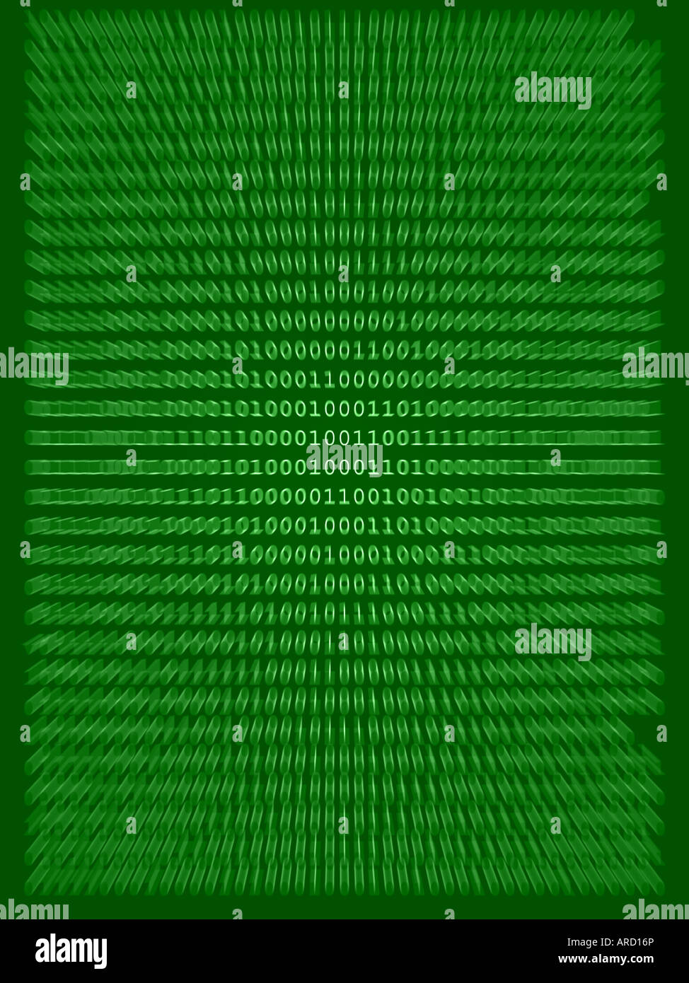 Calcolatore codice macchina su una verde sullo schermo del computer Foto Stock