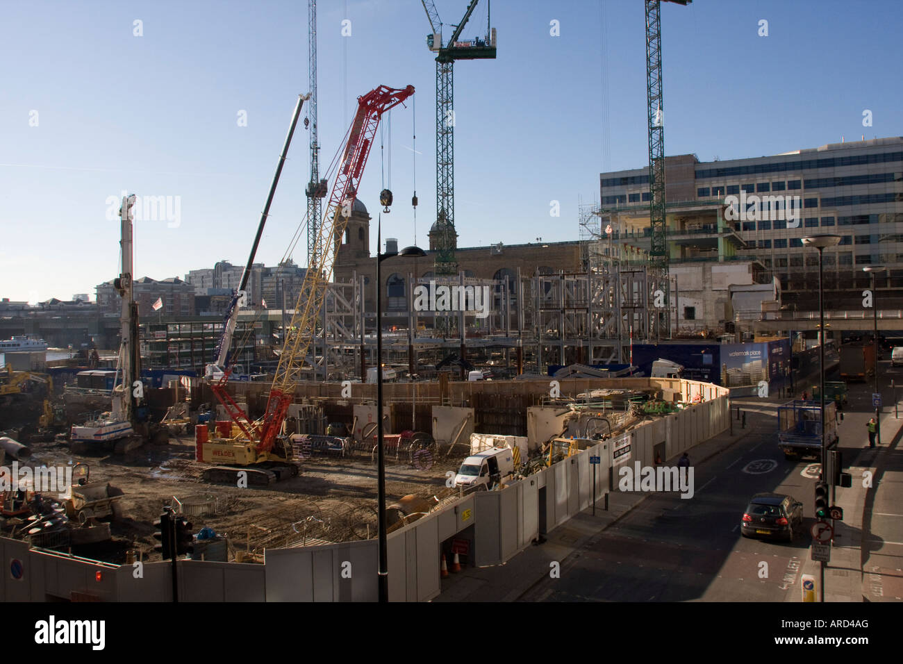 Sito di costruzione Upper Thames Street City of London GB UK Foto Stock