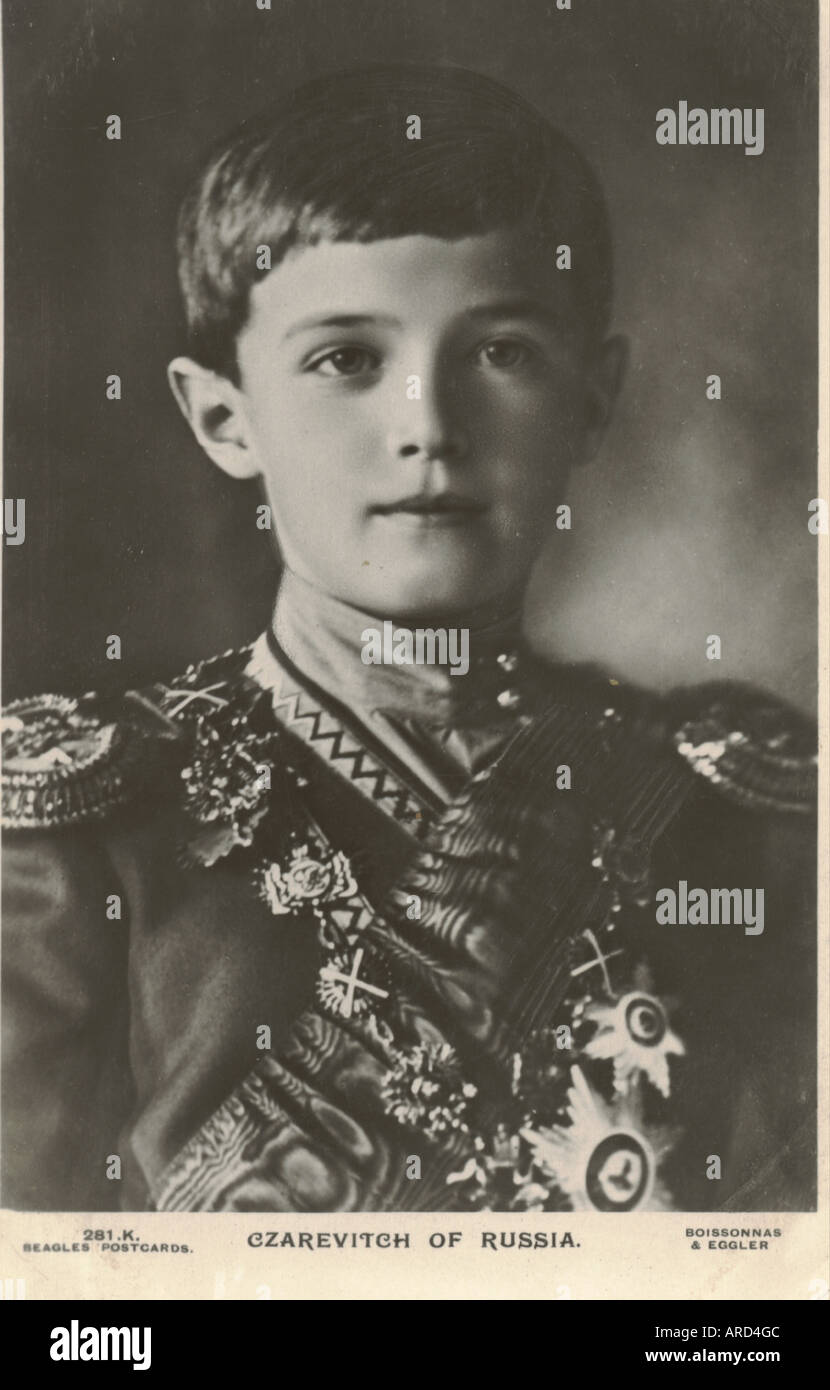 Immagine fotografica cartolina del Czarevitch della Russia circa 1905 Foto Stock