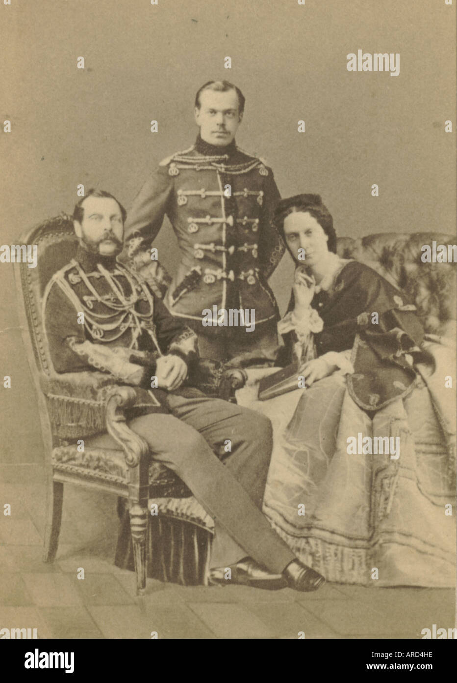 Carte-de-visite fotografia di Sua Maestà Imperiale Imperatore Alessandro II e famiglia circa nel 1870 Foto Stock