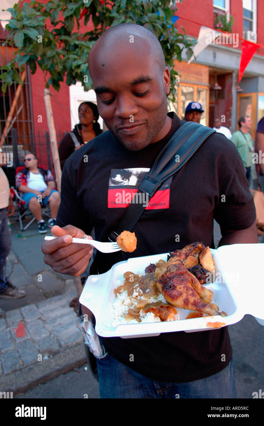 Grand Ave block party in Clinton Hill quartiere di Brooklyn Foto Stock