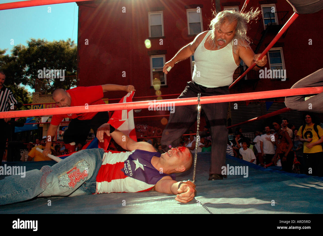 Lucha Libre al Grand Ave block party in Clinton Hill quartiere di Brooklyn Foto Stock