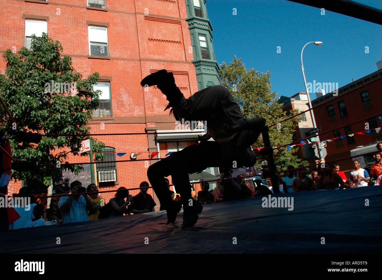 Lucha Libre al Grand Ave block party in Clinton Hill quartiere di Brooklyn Foto Stock