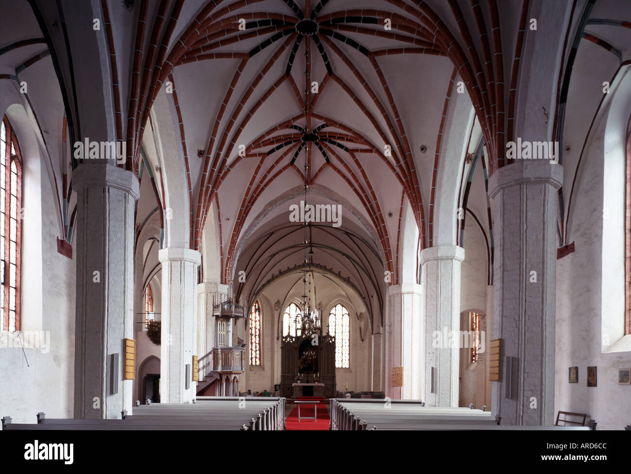 Angermünde, Kirche di St. Marien, Innenansicht Richtung Osten Foto Stock