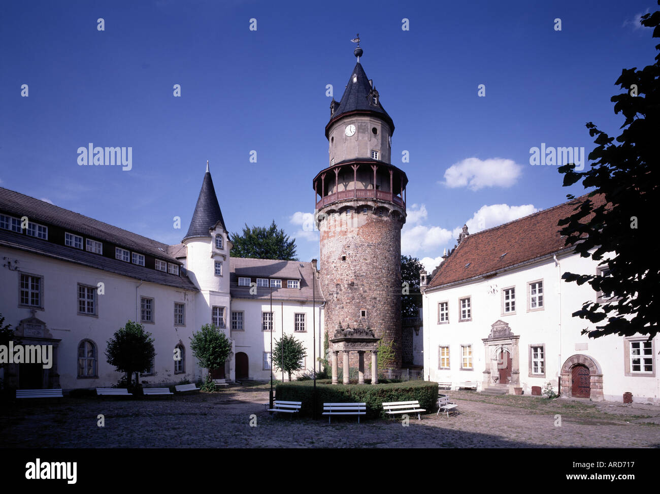 Wiesenburg, Schloss, Schloßhof Foto Stock