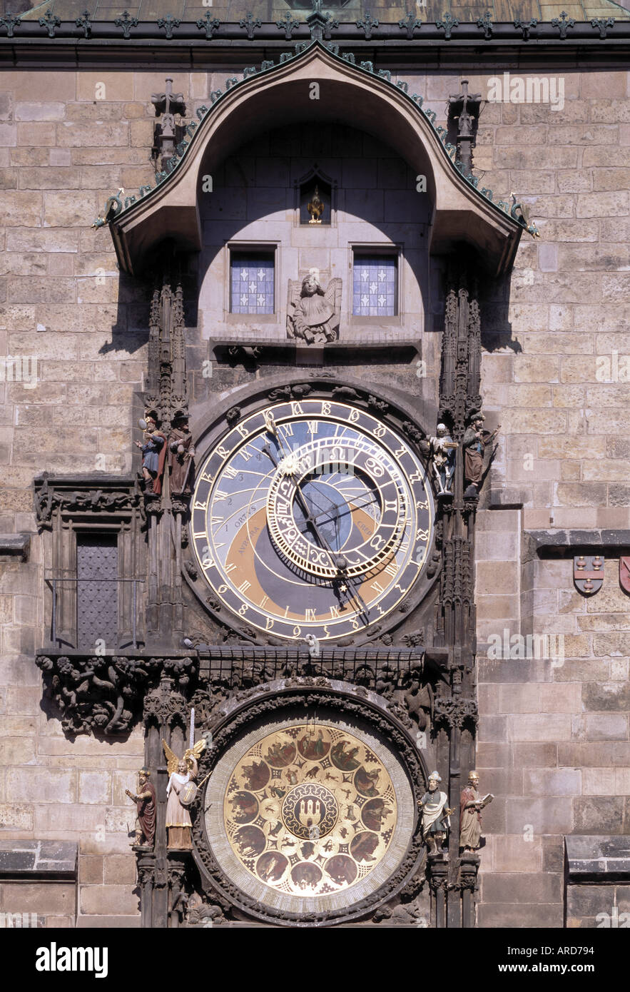 Prag, Rathaus, am Altstädter Ring, Astronomische Uhr Foto Stock