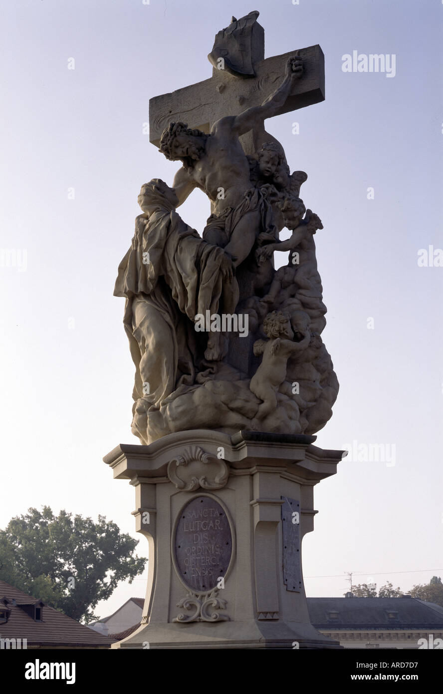 Prag, figura an der Karlsbrücke (Heiliger Luitgard), (M.B. Braun) Foto Stock