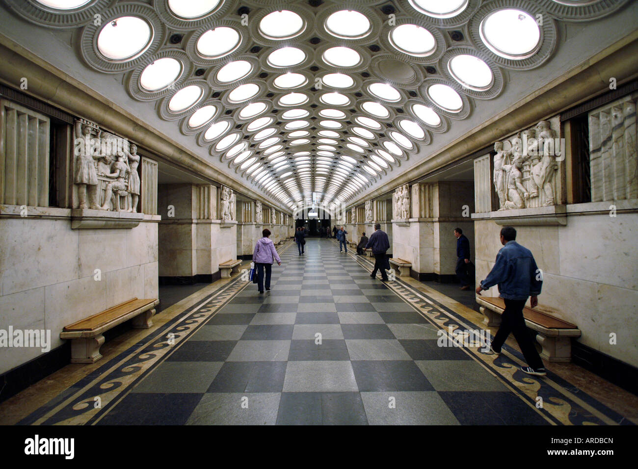 Elektrozavodskaja La stazione della metropolitana di Mosca, Russia Foto Stock