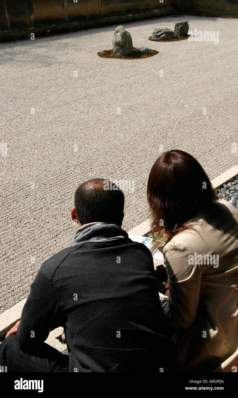 La Zen Rock Garden a Ryoan-ji il Tempio Zen a Kyoto, Giappone Foto Stock