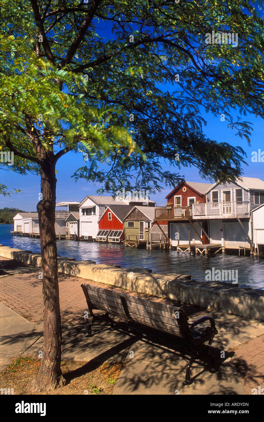 Boathouses Canandaigua, Canandaigua, New York, Stati Uniti d'America Foto Stock