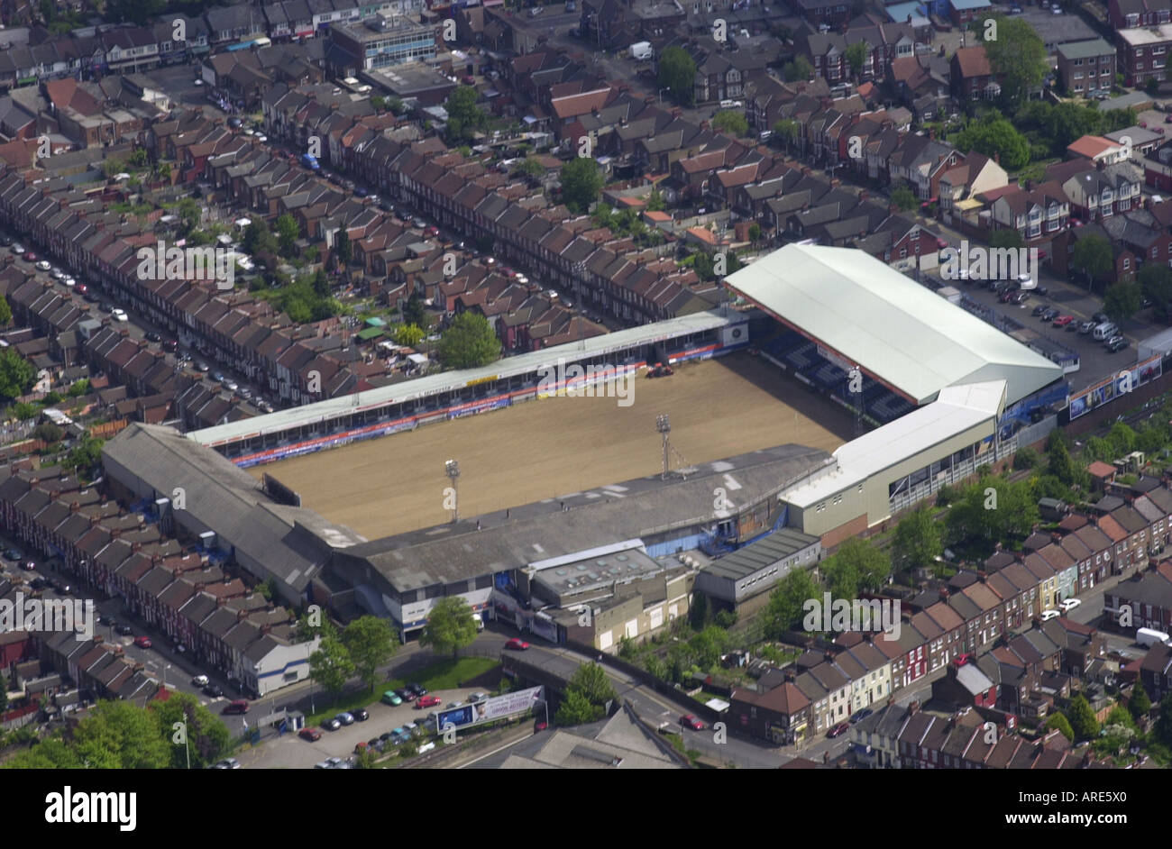 Vista aerea del centro di Luton Football Club s sito a Kenilworth Road Bury Park LUTON BEDS UK Foto Stock