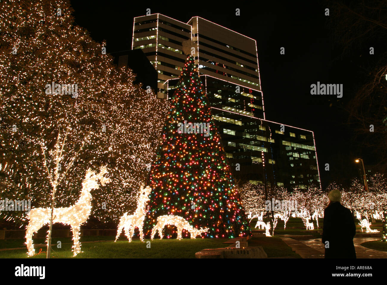 Richmond Virginia, James Center, centro, Grand Illumination, prodotti per l'illuminazione di Natale, esposizione centro, VA 121703 0016 Foto Stock