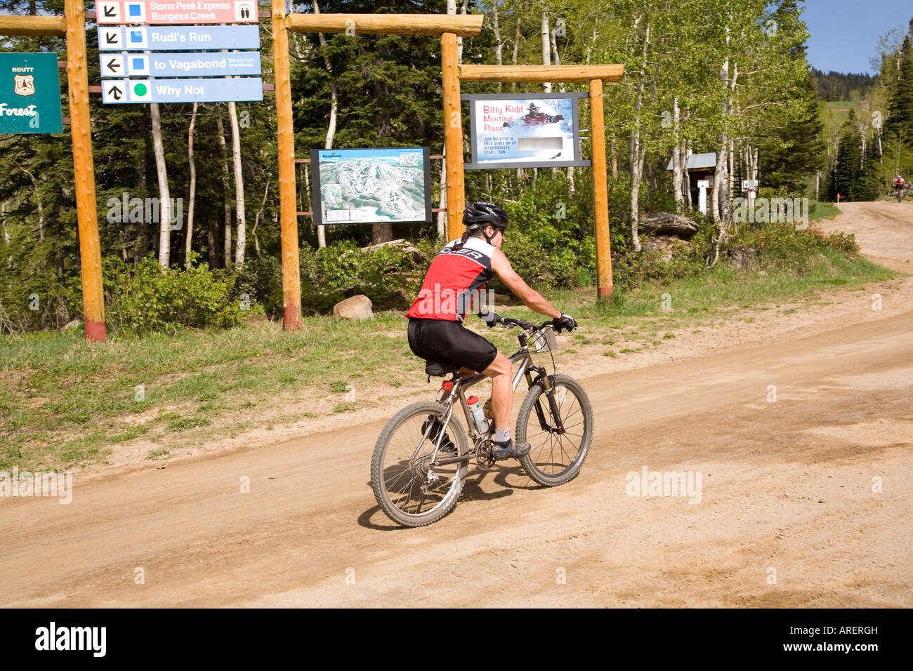 Mountain biker di Steamboat Springs CO Foto Stock
