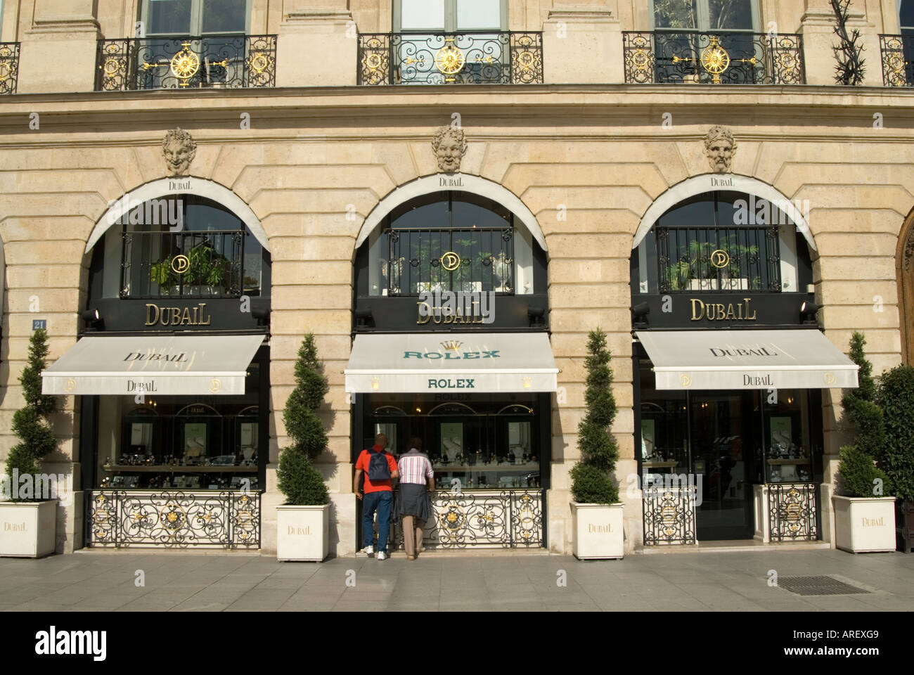 Negozi esclusivi in Place Vendome, Parigi Francia Foto Stock
